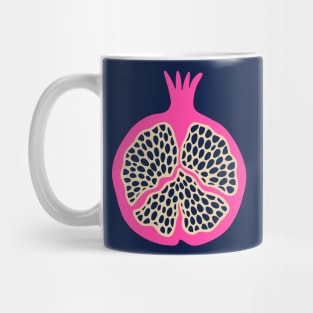 POMEGRANATE Fresh Plump Ripe Tropical Fruit in Fuchsia Hot Pink with Cream and Dark Blue Seeds - UnBlink Studio by Jackie Tahara Mug